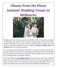 Choose From the Finest Intimate Wedding Venues in Melbourne.pdf